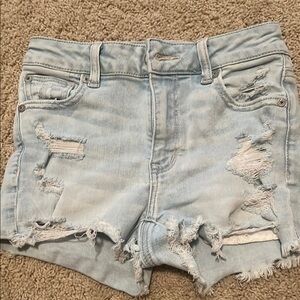 American Eagle Outfitters Light Blue Ripped Jean Shorts